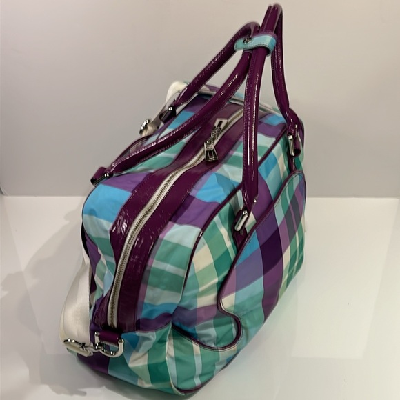 lululemon Green & Purple Plaid Duffle Bag USED - Picture 4 of 9